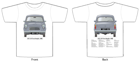 Ford Anglia 100E 1957-59 T-shirt Front & Back